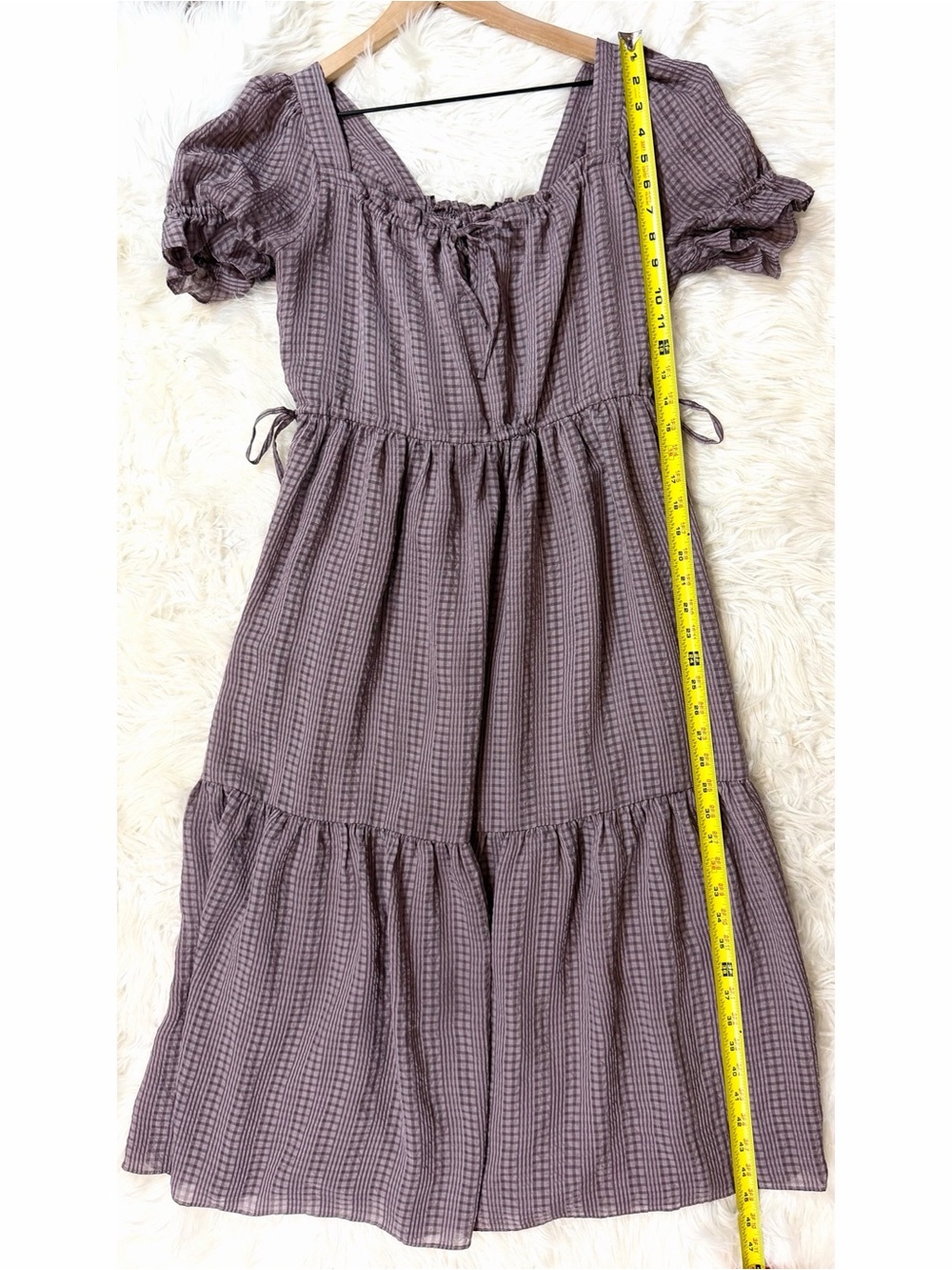 Madewell Square-Neck Tiered Midi Dress in Textured Seersucker - Picture 14 of 16